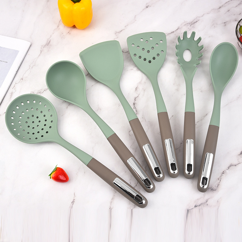 New Two-Color Silicone Shovel Non-Stick Pan Dedicated Spatula Home Spatula Hot Pot Spoon Soup Spoon Kitchenware Set