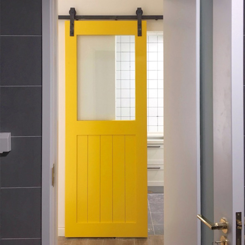 北欧谷仓门实木推拉移门吊轨双开厨房黑板镜子玻璃门卫生间古仓门