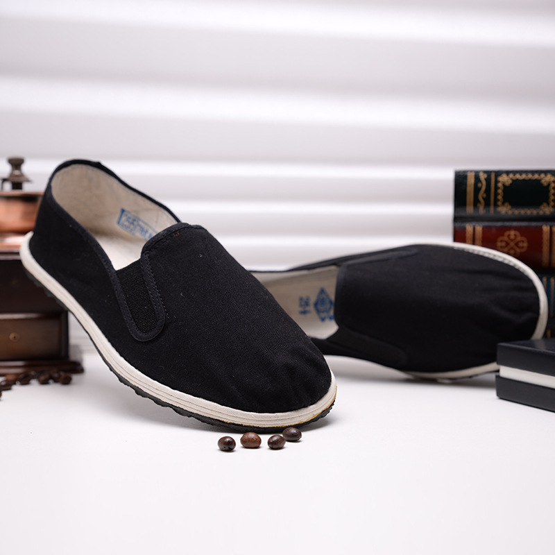 3517老北京布鞋男黑色工作鞋一脚蹬透气布鞋防滑耐磨爸爸休闲鞋