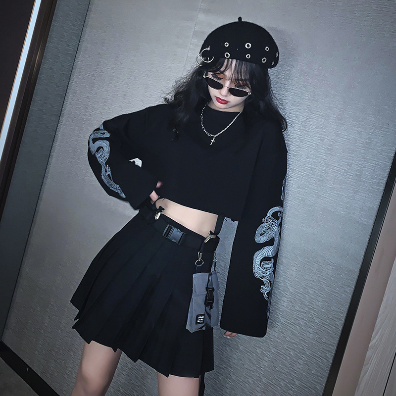 酷酷风格女装黑暗系帅气套装女秋季电竞少女jk百褶裙高街女孩穿搭