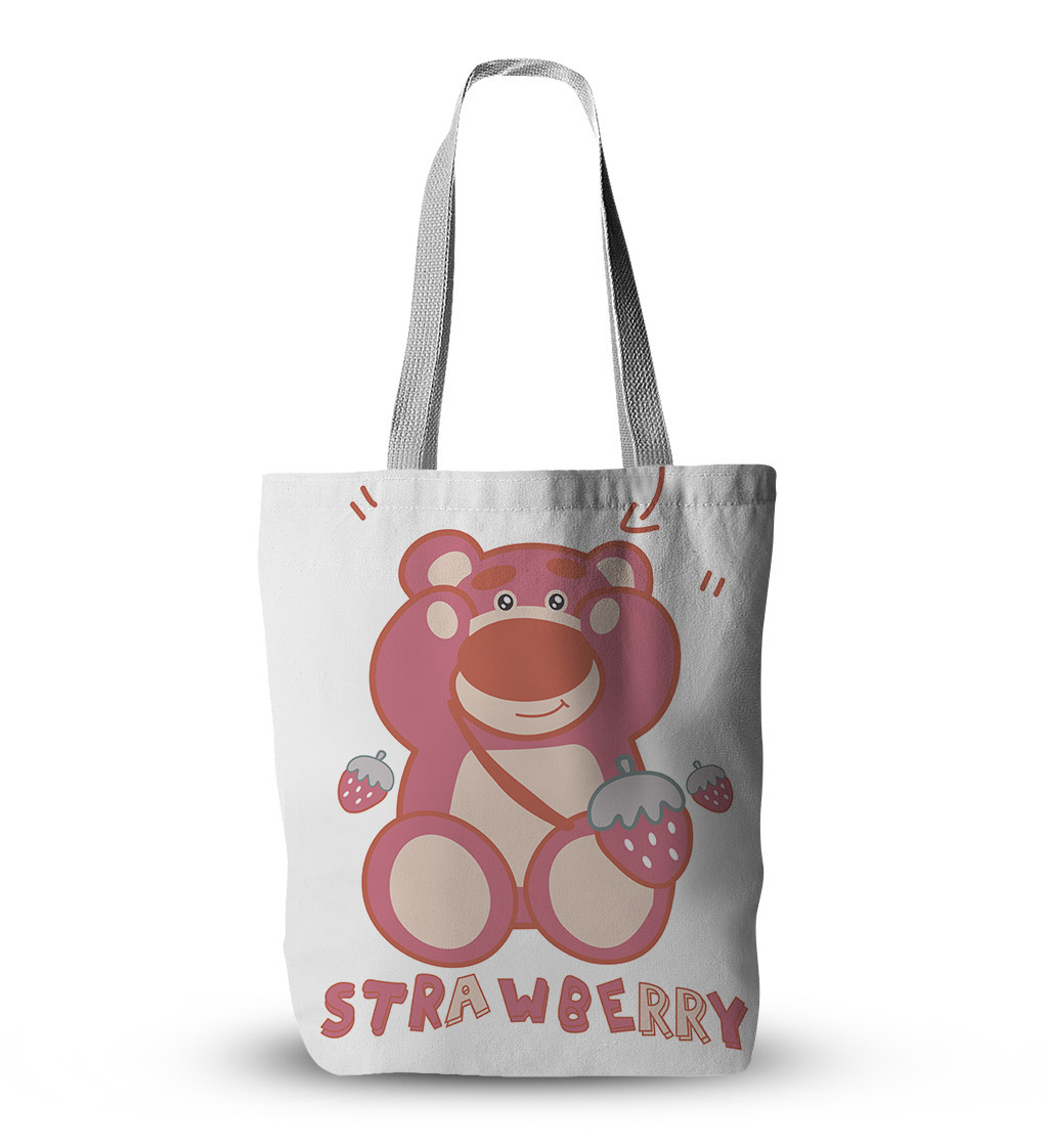 New Strawberry Bear Tote Bag Canvas Bag Student Shoulder Bag Universal Packaging Printed Canvas Bag Tote Bag Wholesale