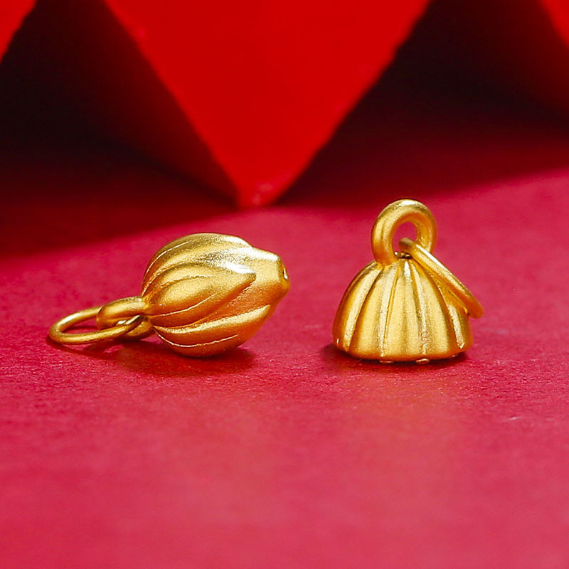 999足金黄金莲蓬莲花手链女 3d硬金转运珠配件项链古法两世欢