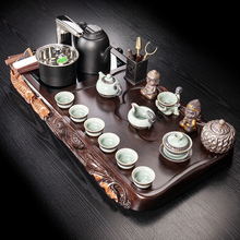 黑檀实木茶盘茶具套装整套功夫茶海茶台遥控全自动烧水壶一体家用