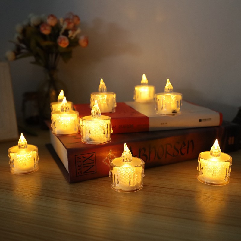 Factory Direct Sales LED Electronic Candle Smokeless Transparent Tealight Tears Candle Light Christmas Proposal Decoration