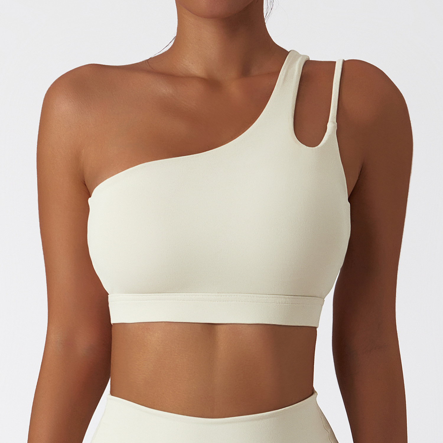 Oblique One-Shoulder Shockproof Yoga Bra Cloud Sense Beauty Back Exercise Underwear Irregular Shoulder Strap Running Workout Vest Top
