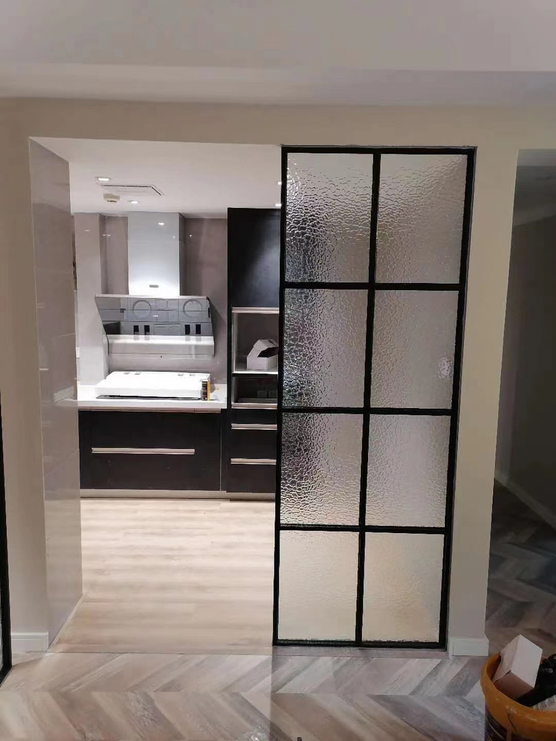 超白瓦楞银波纹艺术玻璃屏风隔断玄关极窄边框网红九宫格玻璃钢化