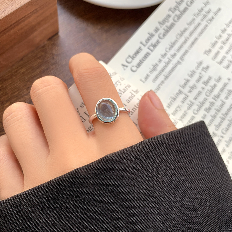 Zhiyun Moonstone Snowflake Silver Ring Female Ins Style Personality French Style High Sense Open 925 Pure Silver Ring Does Not Fade