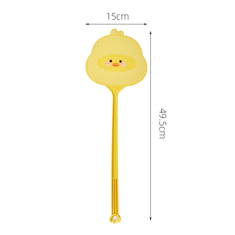 M57 Summer Plastic Fly Swatter Durable Mesh Cartoon Yellow Little Duck Mosquito Racket Long Handle Fly Killer Racket