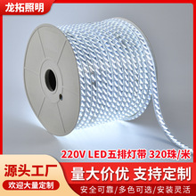 LED灯带户外防水客厅外墙专用工程室外暖光五排320珠220v高压灯条