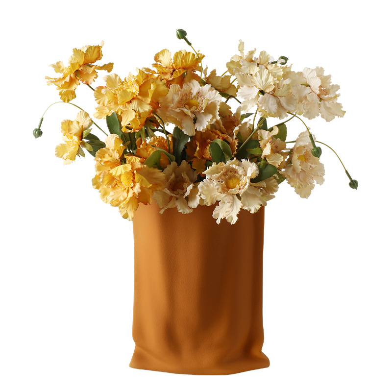 Beihanmei High-End Orange Artificial Bouquet Artificial Flower Decoration for Living Room Light Luxury Table Flower Decorative Silk Flower Furnishings