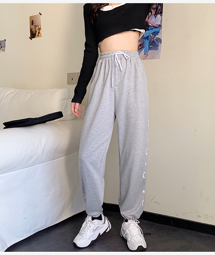 抽绳裤子ins女冬季外穿2021新款运动裤学生百搭显瘦宽松束脚卫裤