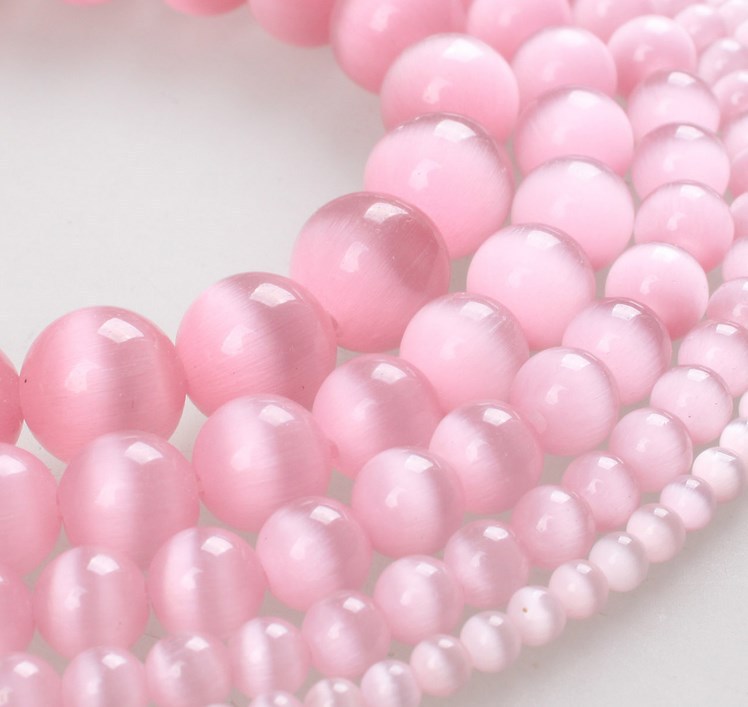 粉色猫眼石圆珠散珠饰品配件diy杂石珠子手链项链制作h413-阿里巴巴