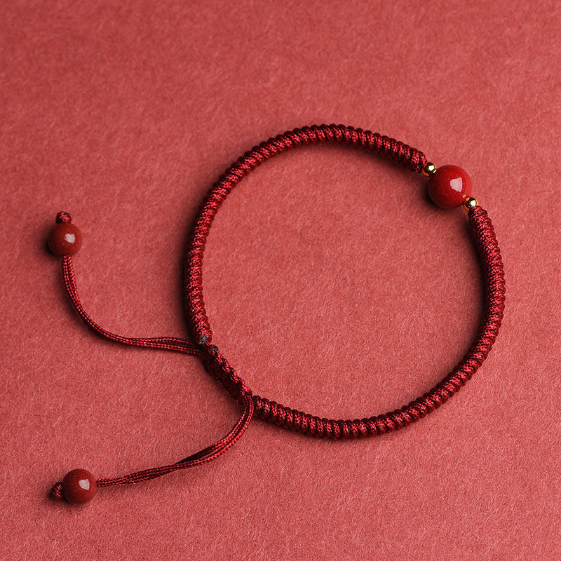 2024 Dragon Year Birth Year Hand-Woven Cinnabar Small Perfect Red Rope Hand Strap Bracelet Female Cinnabar Bracelet
