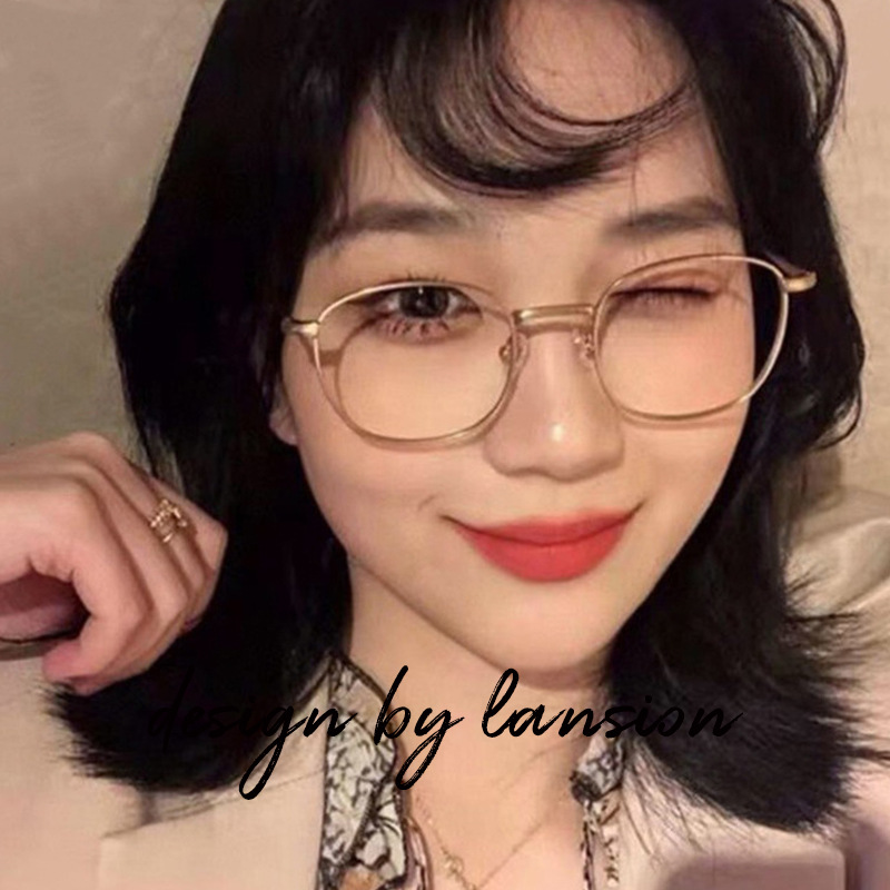 金丝细框眼镜框女秀智同款方形圆脸素颜眼镜近视框架防蓝光眼镜女