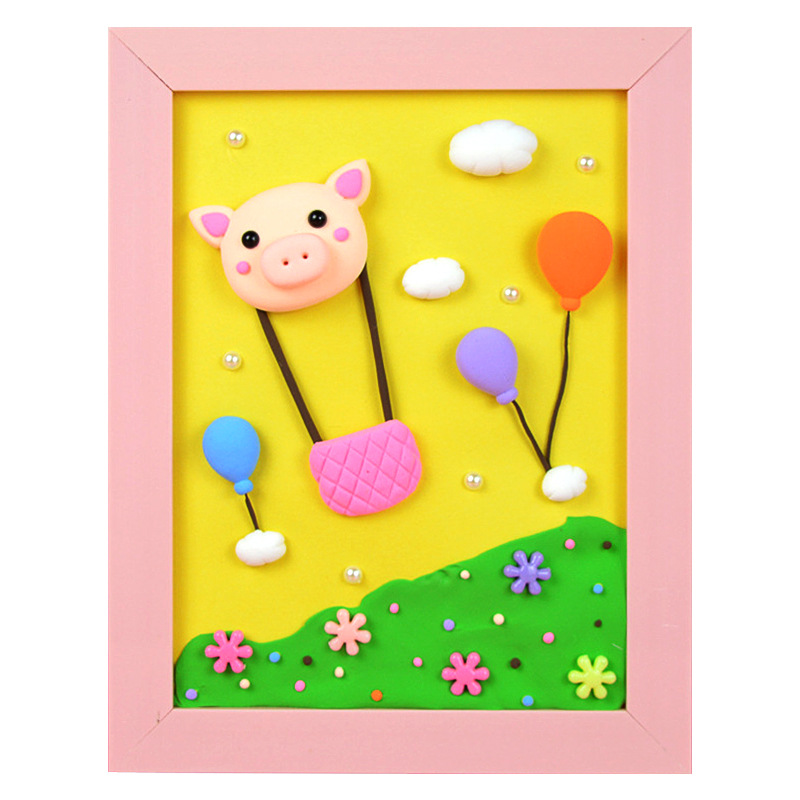 儿童diy超轻粘土相框画彩泥材料包 亲子活动立体画节日礼物套装