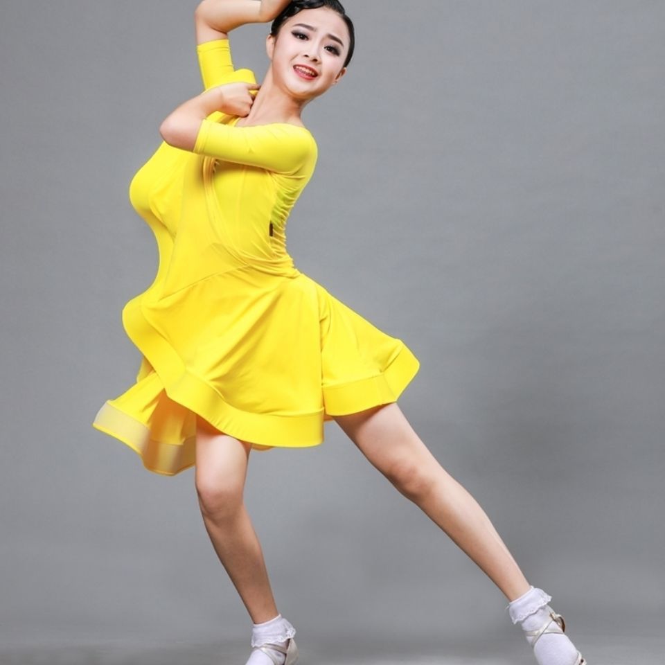 包邮儿童拉丁舞服装女童舞蹈衣服拉丁舞裙女孩练功服少儿氨纶演出