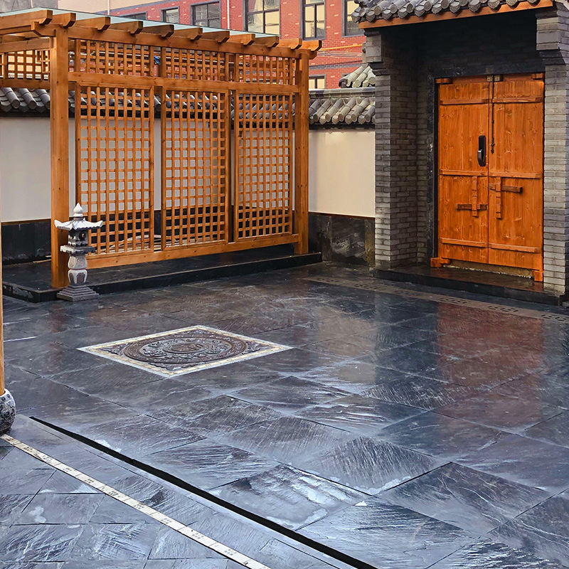 天然青石板庭院防滑地砖别墅院子仿古青砖室外石材户外阳台踏步石