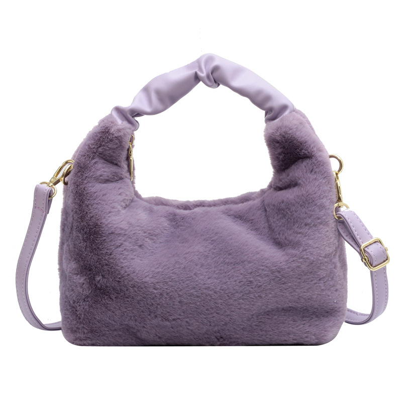 Plush Bag Women's Large Capacity Autumn and Winter 2022 New Fashion Trendy Niche Messenger Bag Plush Hand Holding Pillow Bag