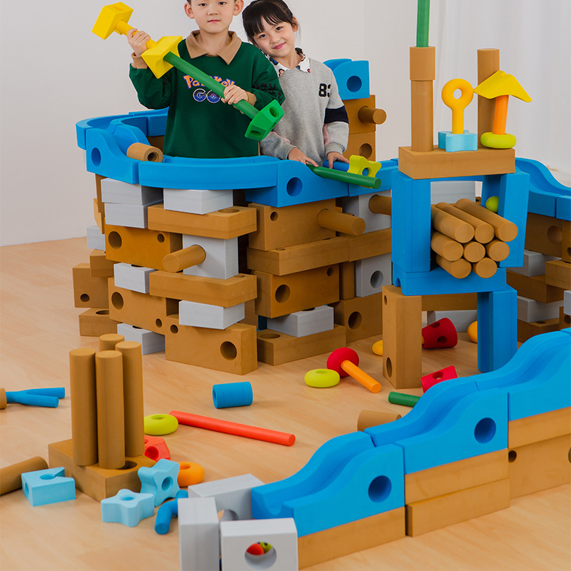 幼儿园eva彩色积木益智拼搭玩具小小世界116件套儿童互动区角游戏