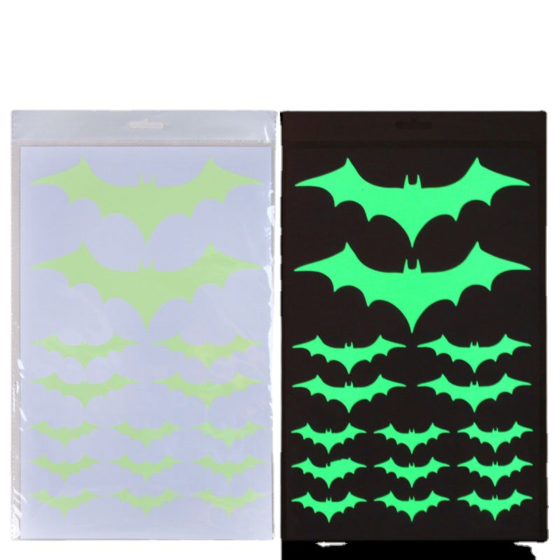 Halloween Luminous Bat Wall Stickers Holiday Decoration Self-Adhesive Fluorescence Sticker New Luminous Bat Stickers