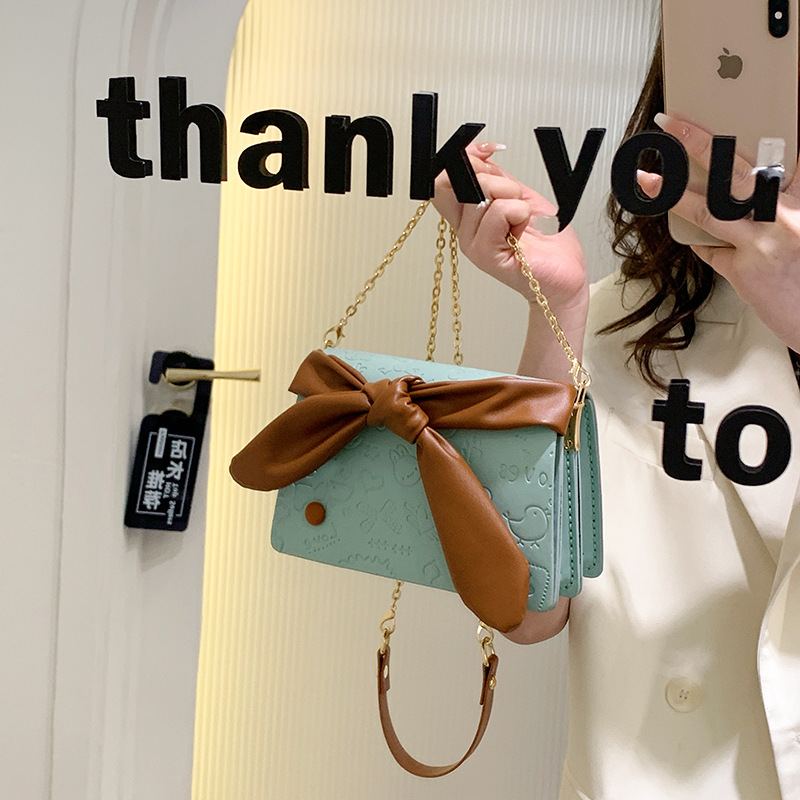 Fresh Western Style Small Square Bag Fashion Rabbit Ears Indentation Portable Shoulder Crossbody Bag Sweet DIY Material Handmade Bag