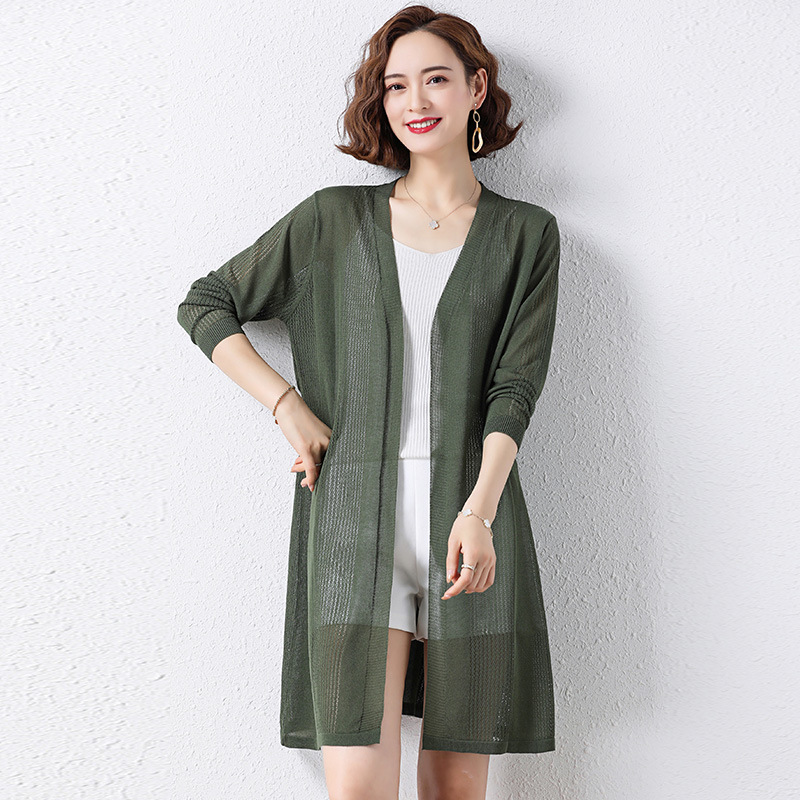 2022款新品针织薄款冰丝中长款洋气中年妈妈装夏季空调扇开衫外搭