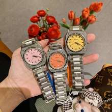 厂家供应日系新款女士手表指针式方形石英防水钢带腕表百搭款潮流