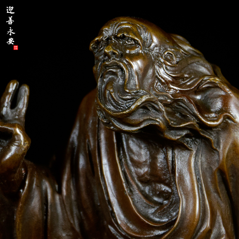 老子出关铸铜工艺品厂家直销仿古纯铜黄铜雕塑像制品摆件铸造特价