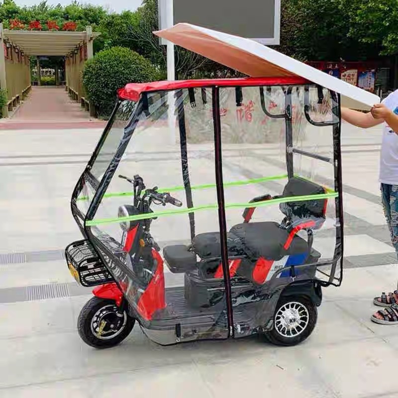 电动三轮车车棚车篷休闲小巴士三轮车透明雨棚老年全封闭车棚夏季