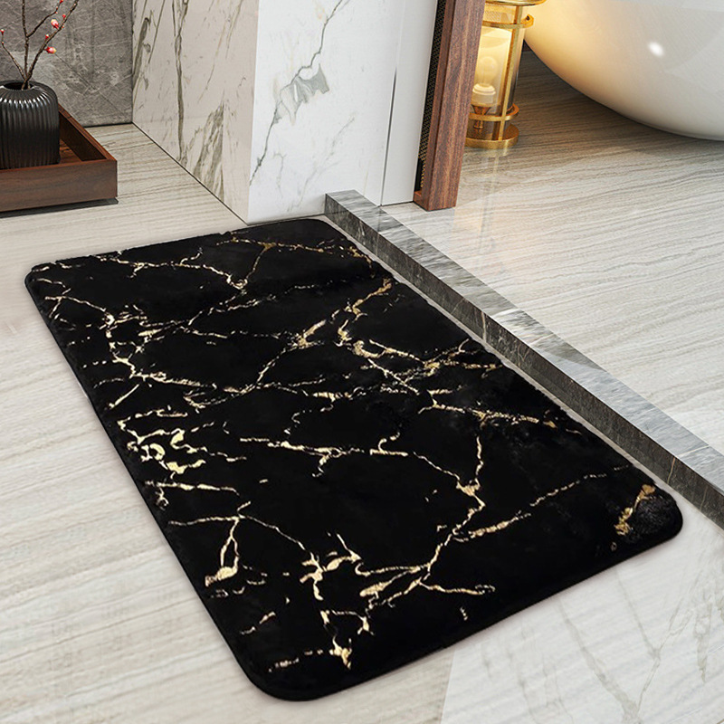 In Stock Foreign Trade Bathroom Non-Slip Mat Hydrophilic Pad Flannel Crack Floor Mat Novel Fabric Skin-Friendly Carpet Wholesale