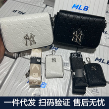 韩国mlb包包男女压花pu相机包老花皮质单肩斜挎包休闲子母小方包