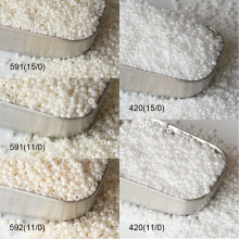 米珠1.5/2mm进口玻璃珠420/591/592仿珍珠系列白色米色散珠