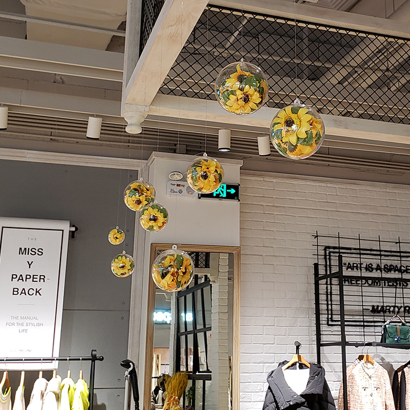 幼儿园吊饰装饰春天布置商场铺挂饰创意橱窗吊顶塑料透明玫瑰花球