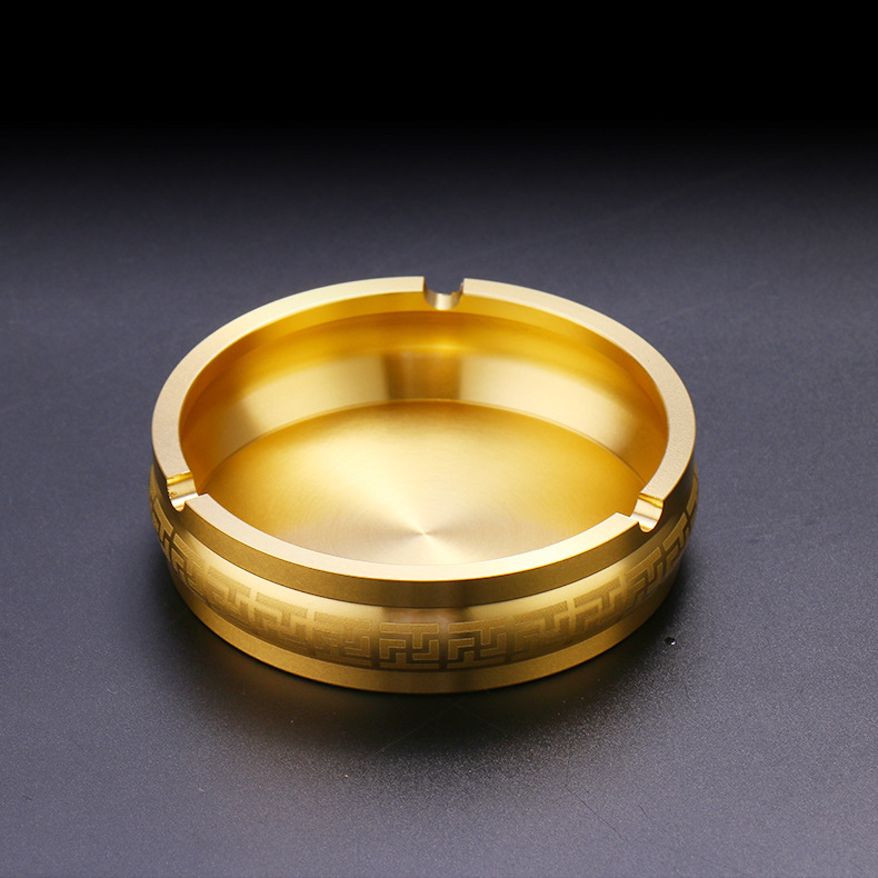 黄铜烟灰缸家用办公室摆件创意个性礼品中式广告纯铜烟灰缸复古