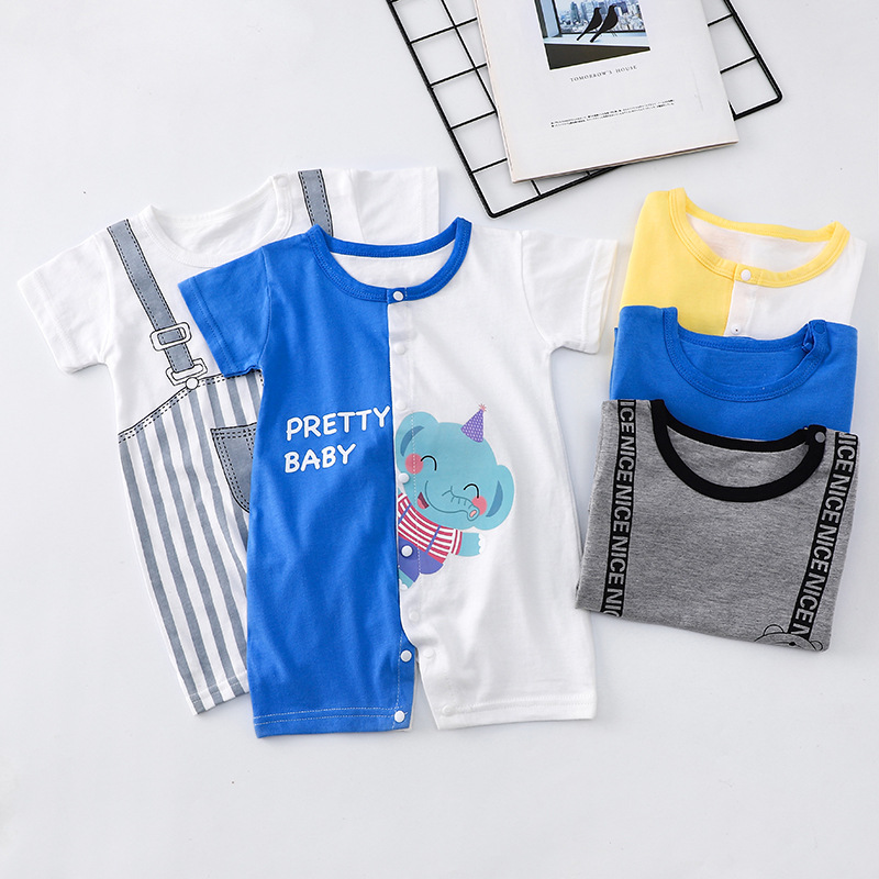 2022 Baby Romper Cotton Summer New Korean Style Baby Boy Thin Women's Short-Sleeved Children's Jumpsuit Romper