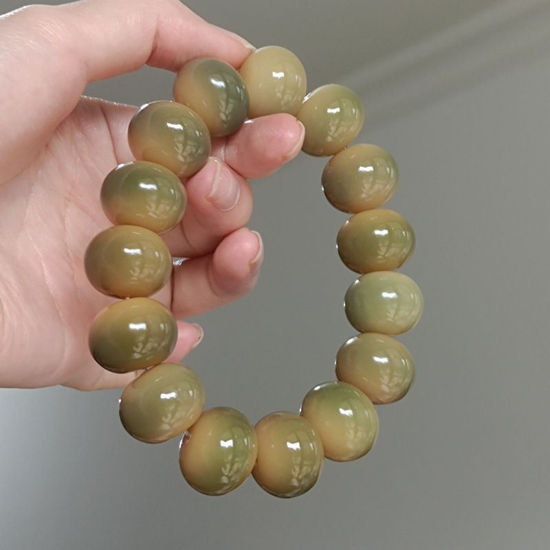 稀有17/18mm白玉菩提根手串手链老型桶菩提子绕指柔佛珠文玩男女