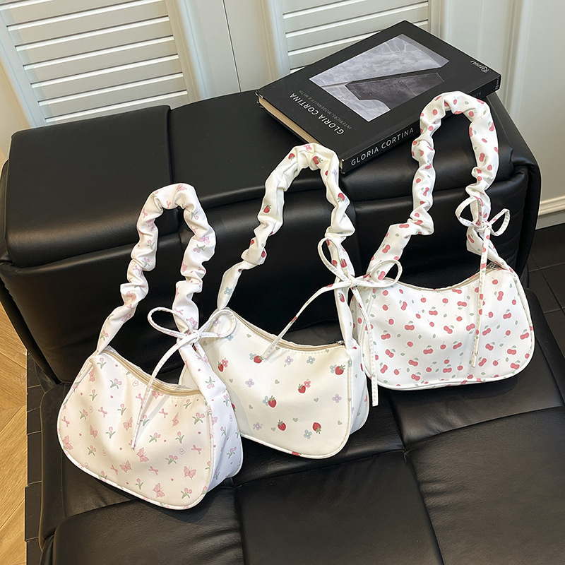 唯美印花腋下包包女2025新款轻便简约单肩包甜美小清新手提包女包