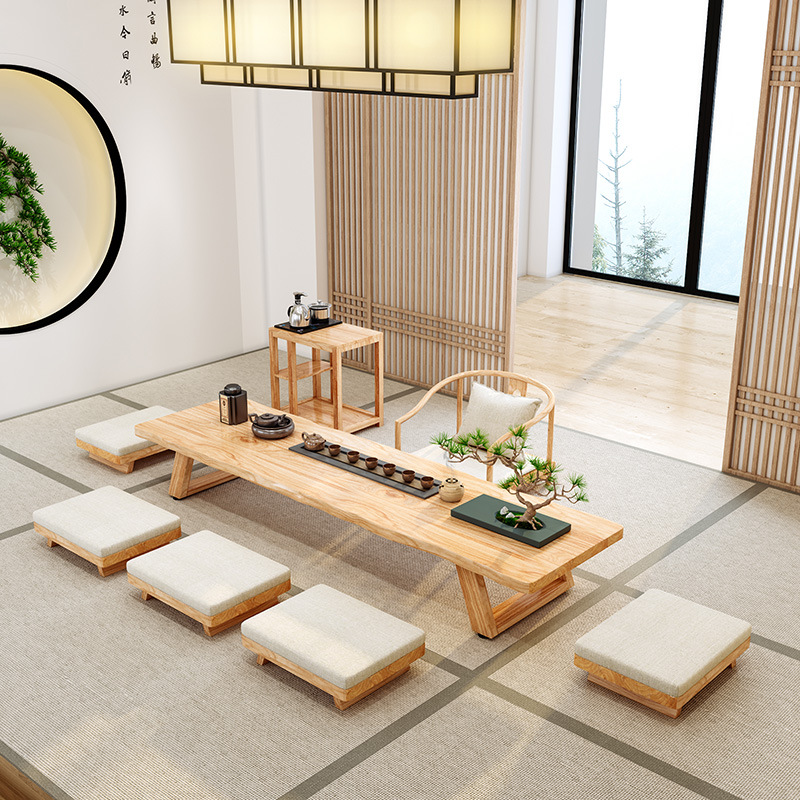 日式榻榻米实木茶桌 禅意客厅飘窗坐地式矮茶桌 餐厅茶店休闲茶台