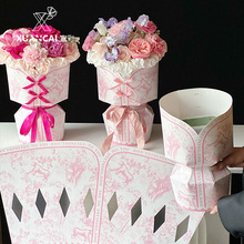 萱彩 母亲节中式旗袍风一体式成型定型片鲜花包装纸圆形花束材料