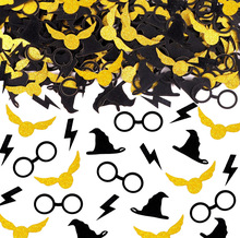 CS015派对装饰纸屑女巫帽金色翅膀闪电和眼镜巫师派对桌面装饰