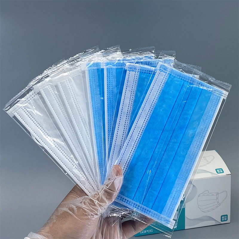 一次性口罩独立包装批发厂家成人防护亲肤三层99级熔喷包边内耳带