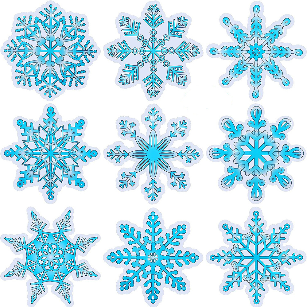 新款冬季雪花剪纸布告板圣诞节 冬季雪花家庭教室学校布告板贴纸