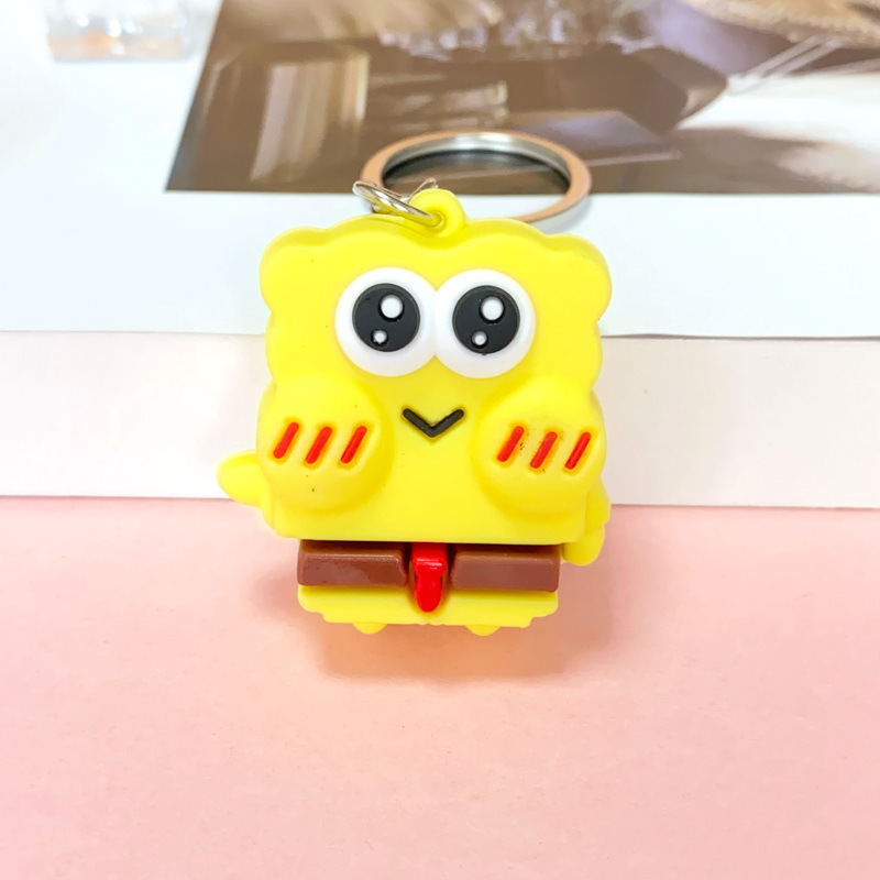 5384# Classic Anime SpongeBob Series Cartoon Key Button Students' School Bag Pendant Training Promotional Gifts