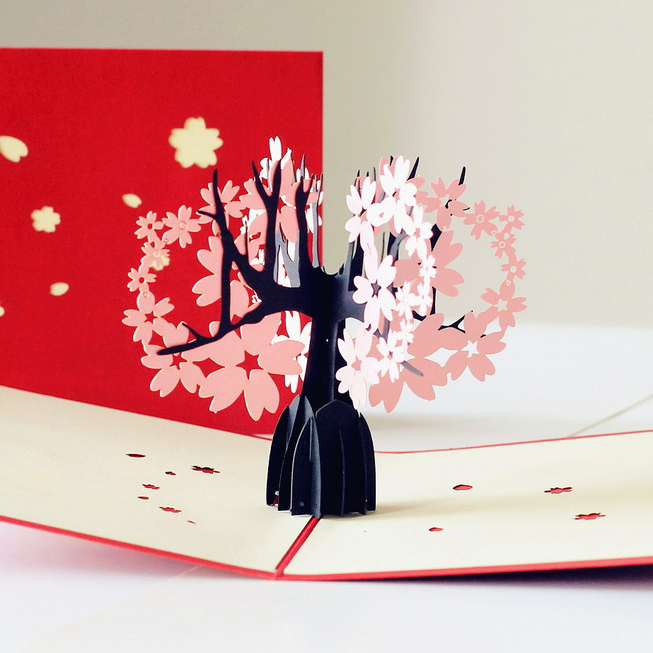 樱花树3d立体贺卡创意教师节送老师圣诞礼物品感谢祝福小卡片