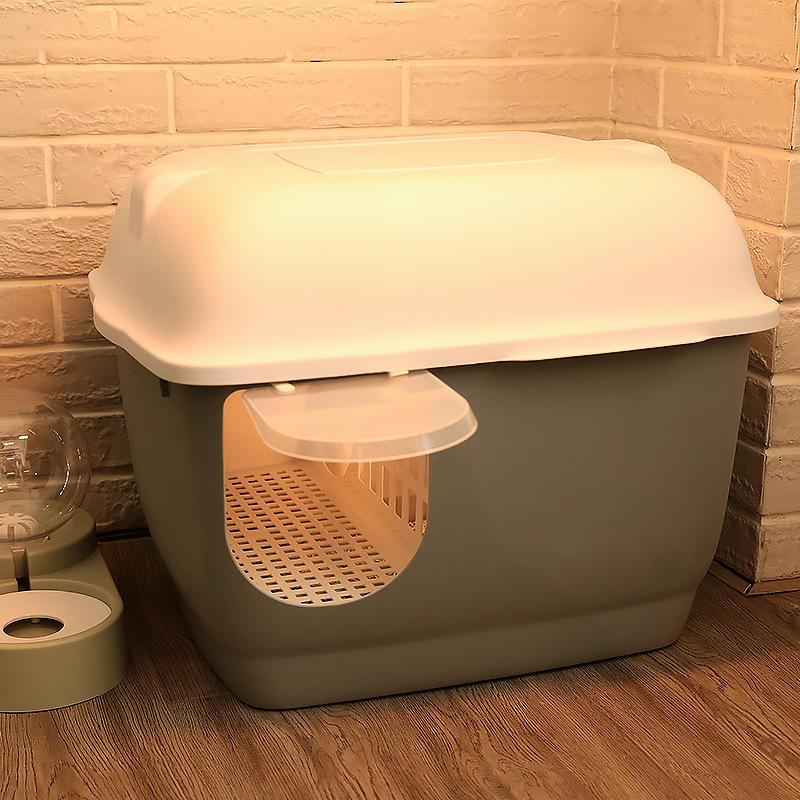 猫砂盆号全封闭式通道猫厕所防外溅不带砂特大走廊式猫咪屎盆