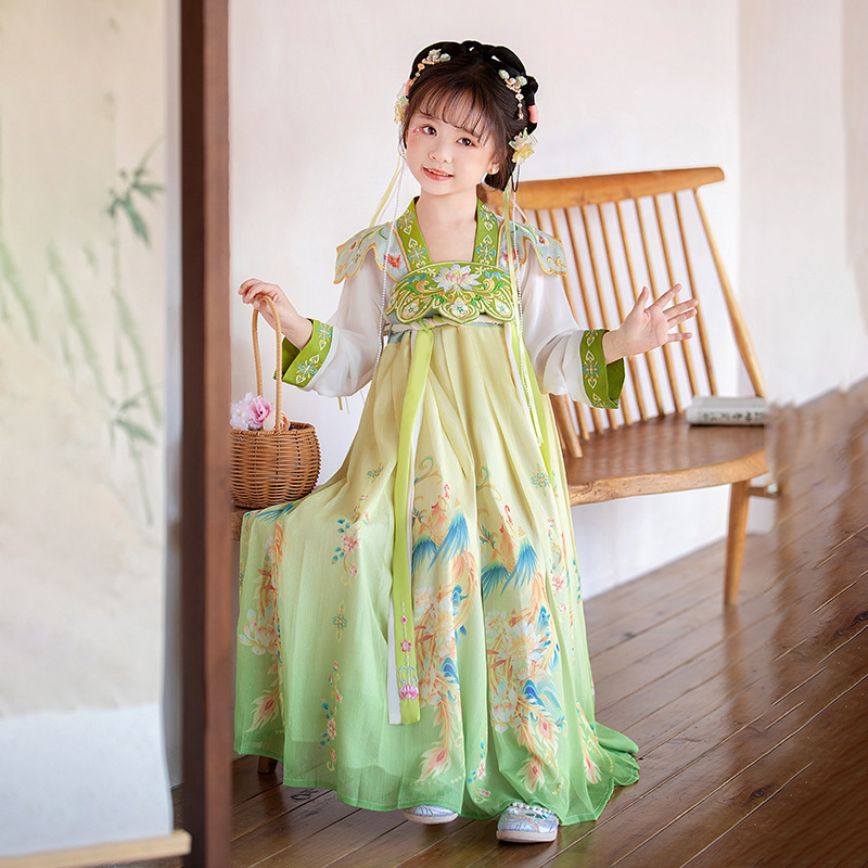 Hanfu Girl 2023 Fall Winter Improved Embroidery Children's Ancient Costume Tang Suit Super Fairy Baby Dress Wholesale