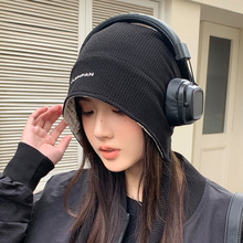 韩版双面可穿秋冬季帽子女包头帽大头围显脸小堆堆帽保暖针织冷帽