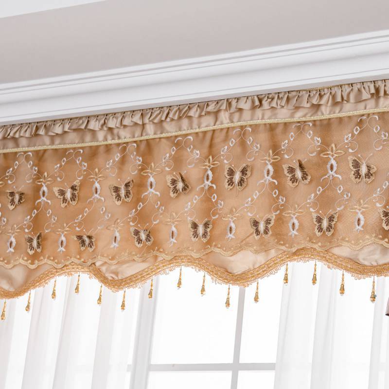 蕾丝花边水波帘头拼接遮光窗帘成品卧室客厅阳台遮阳窗帘帘头