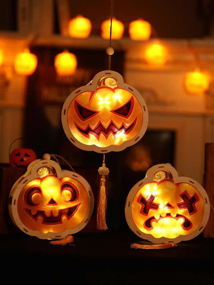 批发万圣节南瓜灯儿童diy手工制作材料手提发光灯笼店铺装饰道具