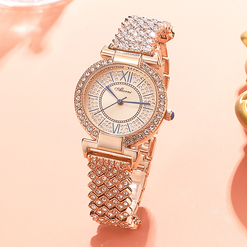 香港品牌亚铂尼气质女神新款女士手表镶钻时尚石英表防水腕表满天